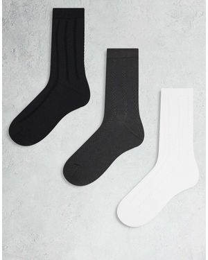 Weekday – 3er-pack crew-socken - Schwarz