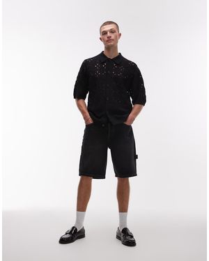 TOPMAN Denim Carpenter Shorts - Black