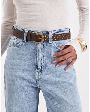 Mango Teen Leather Look Studded Belt - Blue