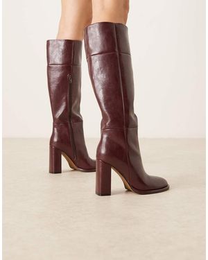 ASOS Courtney Block Heel Knee Boots - Natural