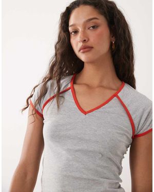 ASOS V Neck Raglan Sleeve Top - Grey