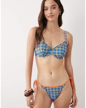 ASOS Fuller Bust Charlie Underwired Bikini Top With Ruche Detail - Blue