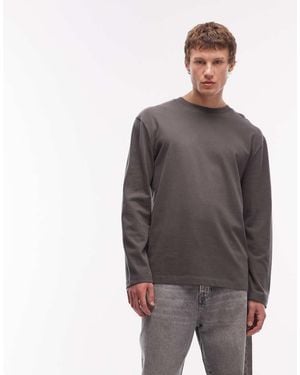 ASOS Camiseta Gris Carbón Holgada De Manga Larga De Tejido Grueso Suave De