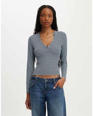 Cotton On Ryan Henley Long Sleeve - Blue