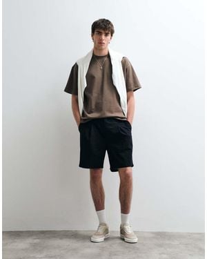 ASOS COLLECTIVE Pleated Cotton-linen Blend Shorts - Black