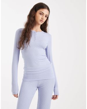 Cotton On Sleep Recovery Henley Long Sleeve Top - Purple