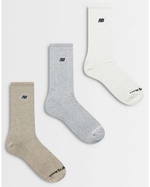 New Balance Logo Patch Seasonal Crew Socks 3 Pack - White