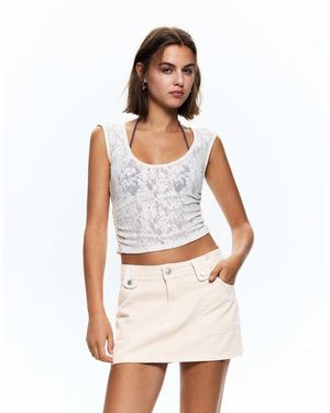 Pull&Bear Carpenter Mini Skirt - Natural