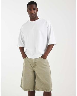 ASOS Heavyweight Boxy Oversized T-shirt With Half Sleeve - Natural