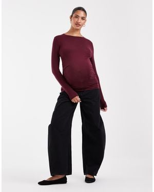 ASOS Asos Design Maternity High Waisted Barrel Leg Jeans - Red