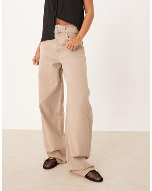 ASOS Oversized Pants With Washed Utility Detail - Natural