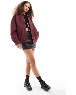 Lioness Exclusive Denim Quilted Bomber Jacket - Red