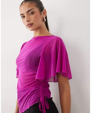 ASOS Top Con Arricciatura Laterale E Maniche Drappeggiate - Rosa
