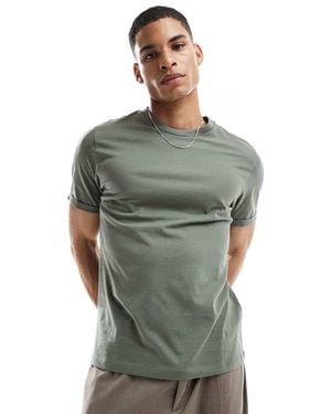 ASOS Essential Crew Neck T-Shirt With Roll Sleeve - Green