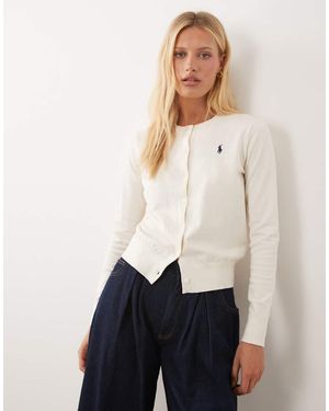Polo Ralph Lauren Icon Logo Fine Knit Cardigan - White