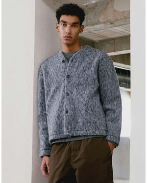 TOPMAN – strukturierte wollmix-strickjacke - Grau