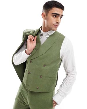 ASOS Gilet Slim Scuro Con Motivo A Spina Di Pesce - Verde