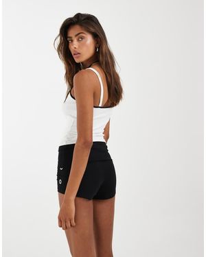Noisy May Pantaloncini Corti Neri Con Risvolto E Occhielli - Bianco
