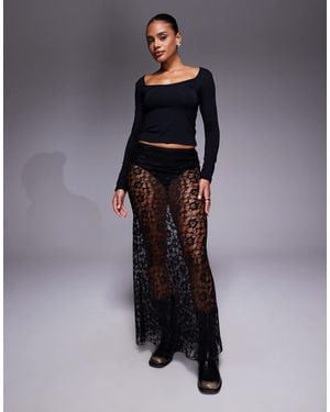 ASOS Lace Bias Maxi Skirt - Blue