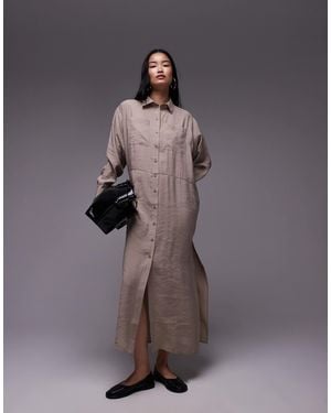 TOPSHOP Maxi Shirt Dress - Grey