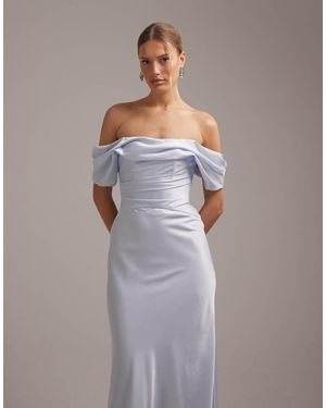 ASOS Bridesmaids Bardot Satin Maxi Dress - Grey