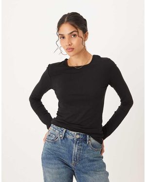 Jdy Top A Maniche Lunghe Con Scollo Circolare - Nero