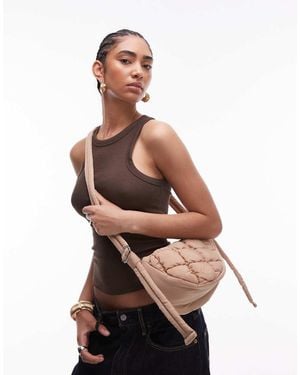 TOPSHOP Callie Scoop Quilted Nylon Cross Body Bag - Natural