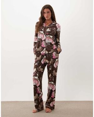 Chelsea Peers Button-up Pyjama Set - Natural