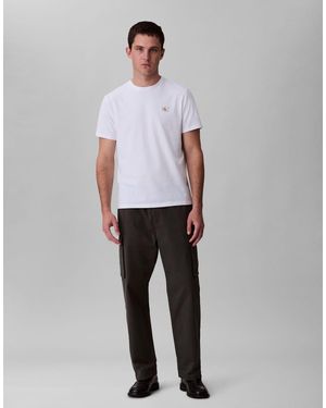 Calvin Klein Pantalones Caquis Cargo De Corte Recto De -Verde - Blanco