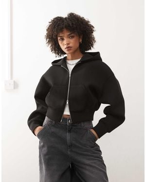 Weekday Danni Scub-Style Zip Hoodie - Black