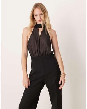 Mango Doorschijnende Jumpsuit Met Hoge Hals - Zwart