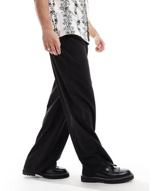 Collusion Relaxed Wide Leg Tailored Trousers - Black