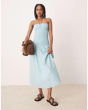 ASOS Shirred Drop Waist Maxi Dress - Blue
