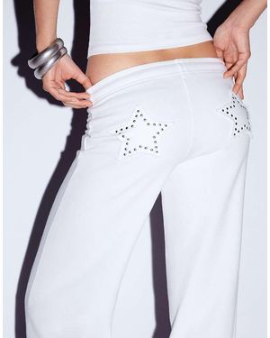 Bershka Plush Trousers With Studs - White