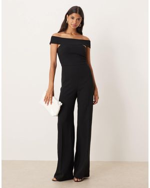 Mango – schulterfreier jumpsuit - Blau