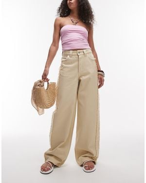 & Other Stories Jeans Ampi A Vita Alta Color Giallo Burro Con Frange - Neutro