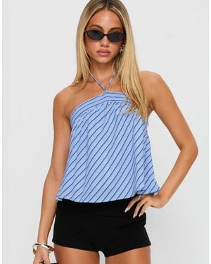 Princess Polly Moonlit Halterneck Tie Smock Top - Blue