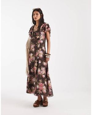 Free People Forsythia Ruffle Sleeve Boho Maxi Dress - White