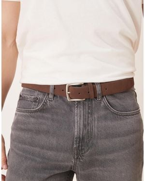 ASOS Dressy Suede Belt With Silver-tone Buckle - Gray