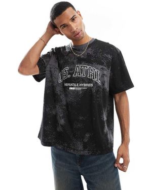 Only & Sons T-Shirt Oversize Grigio Slavato Con Logo "Athletic" - Nero