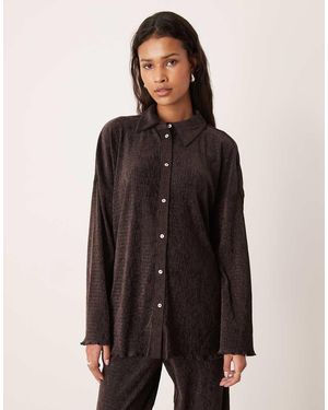 Aware Camisa Marrón Chocolate Plisada Con Mangas Anchas De Terciopelo De (Parte De Un Conjunto)