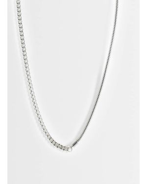ASOS Collana Con Catenina Curb E T-Bar Argentata Half And Half Con Motivo Pitonato - Bianco