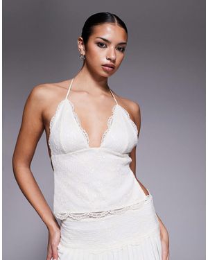 I.AM.GIA Gem 2.0 Sequin Lace Detail Halterneck Open Back Top - Grey