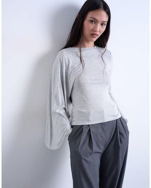 TOPSHOP Cape Detail Long Sleeve Top - Blue