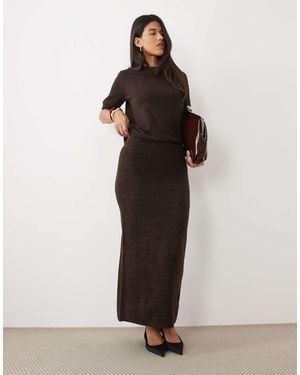Pretty Lavish Falda Maxi De Punto De Corte Column En Conjunto -Marrón
