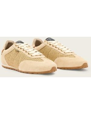 AllSaints Liam Low Top Textured Trainers - Natural