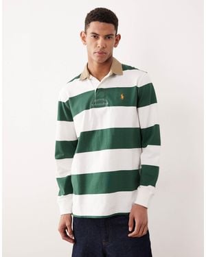 Polo Ralph Lauren Icon Logo Block Stripe Rugby Polo Classic Oversized Fit - Green