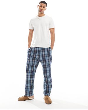 Jack & Jones – karierte pyjamahose - Blau