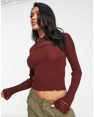 ASOS Knitted Top With Open Yoke Stitch - Red