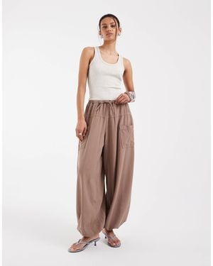 ASOS Tie Waist Casual Balloon Pants - Brown
